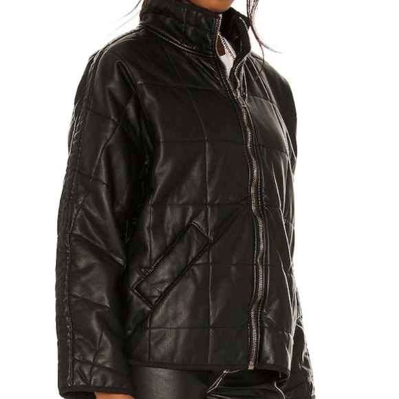 NWT Free People Quilted Vegan Leather Bomber Jacket in Black - Picture 13 of 16